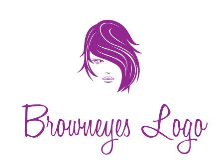 head of woman with short hair across face beauty logo icon