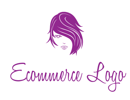 head of woman with short hair across face beauty logo icon