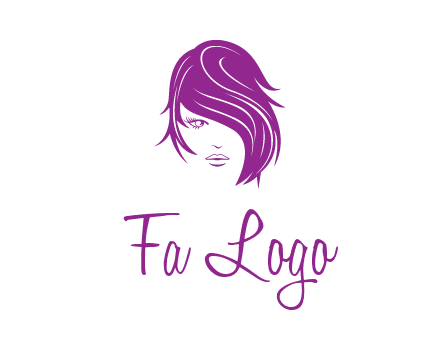 head of woman with short hair across face beauty logo icon