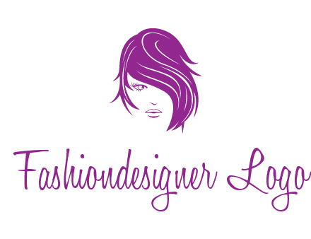 head of woman with short hair across face beauty logo icon