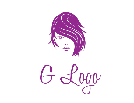 head of woman with short hair across face beauty logo icon