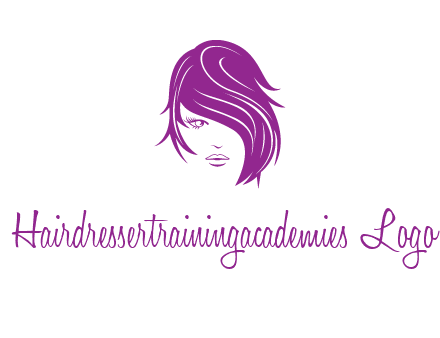 head of woman with short hair across face beauty logo icon