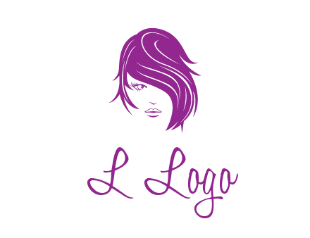 head of woman with short hair across face beauty logo icon