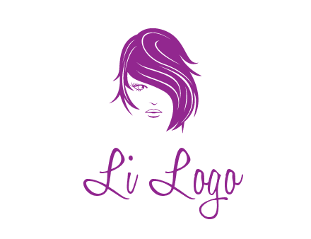 head of woman with short hair across face beauty logo icon