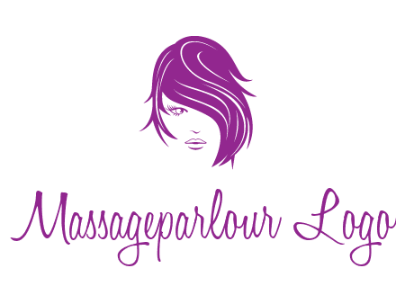 head of woman with short hair across face beauty logo icon