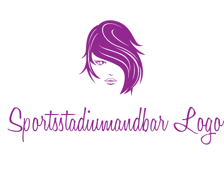 head of woman with short hair across face beauty logo icon