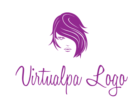 head of woman with short hair across face beauty logo icon