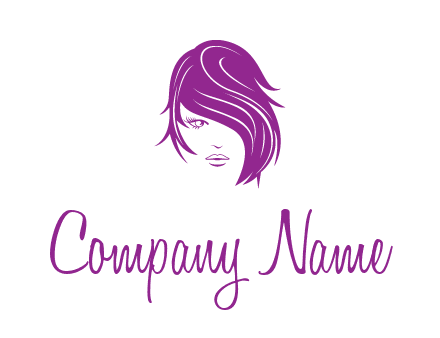 head of woman with short hair across face beauty logo icon