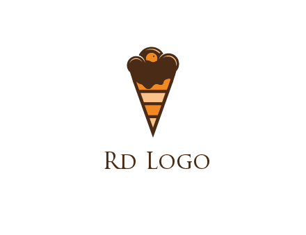 chocolate ice cream with striped cone