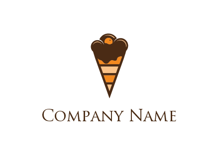 chocolate ice cream with striped cone