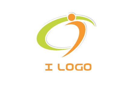 swoosh and abstract person made of letter c and i logo