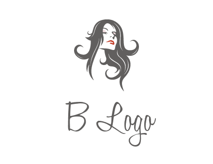 head of woman with long hair beauty logo icon