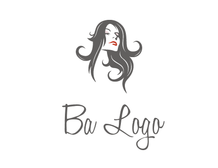 head of woman with long hair beauty logo icon