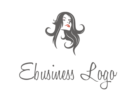 head of woman with long hair beauty logo icon