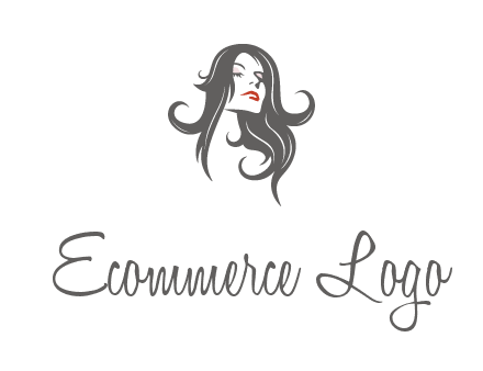 head of woman with long hair beauty logo icon