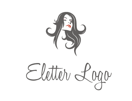 head of woman with long hair beauty logo icon