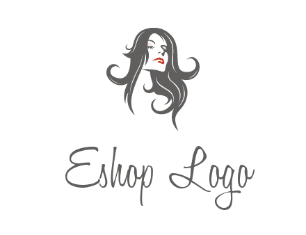 head of woman with long hair beauty logo icon