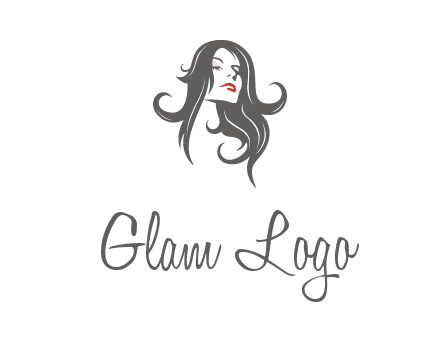 head of woman with long hair beauty logo icon