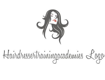 head of woman with long hair beauty logo icon