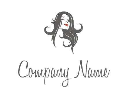 head of woman with long hair beauty logo icon