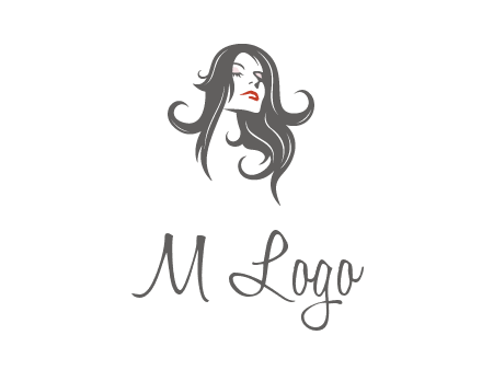 head of woman with long hair beauty logo icon