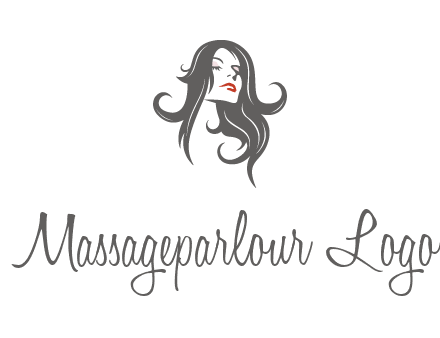 head of woman with long hair beauty logo icon