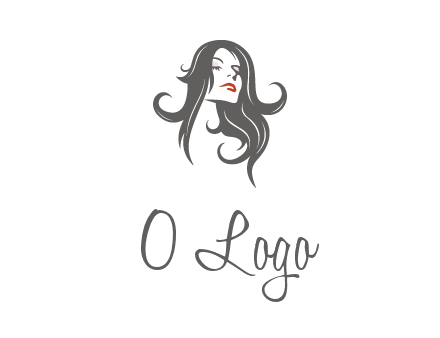 head of woman with long hair beauty logo icon