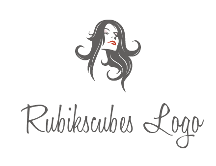 head of woman with long hair beauty logo icon