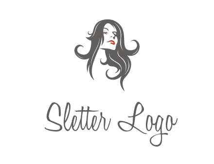 head of woman with long hair beauty logo icon