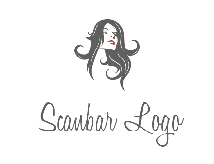 head of woman with long hair beauty logo icon