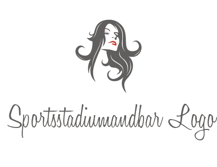 head of woman with long hair beauty logo icon