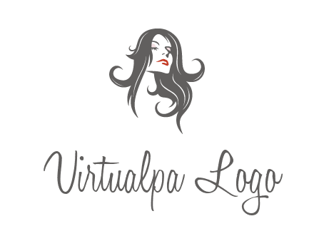 head of woman with long hair beauty logo icon