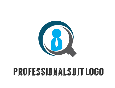 people icon wearing tie in abstract magnifying glass