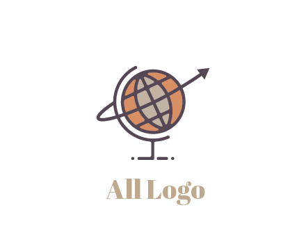 line art globe with arrow on swoosh