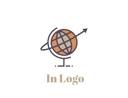 line art globe with arrow on swoosh