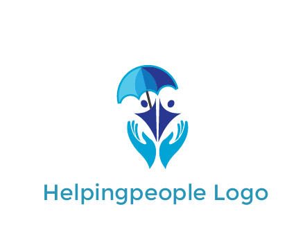 people icons with umbrella in hands