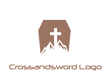 negative spacing mountains and cross in grave