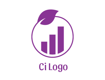 bar graph in circle with leaf