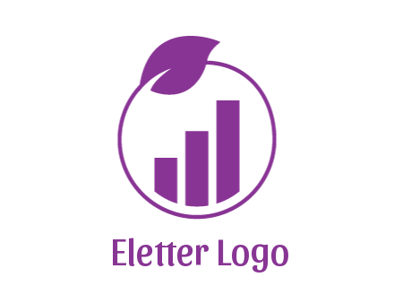 bar graph in circle with leaf