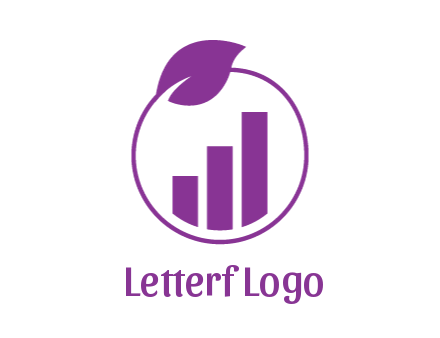 bar graph in circle with leaf