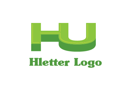 letter h and u in 3D shape logo