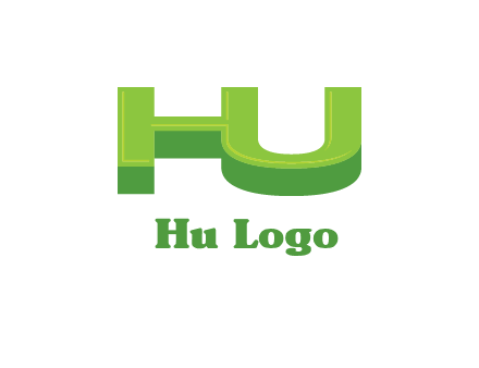 letter h and u in 3D shape logo