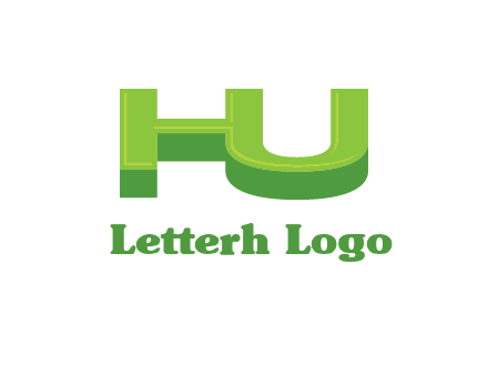 letter h and u in 3D shape logo