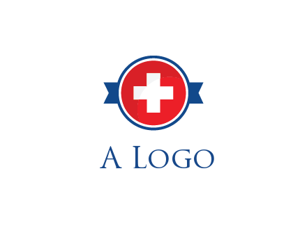 first aid sign in circle with ribbon