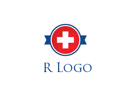 first aid sign in circle with ribbon