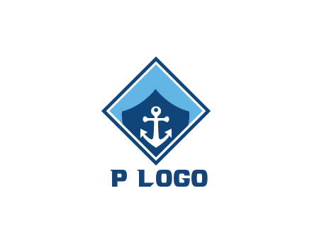 ship anchor in shield in polygon