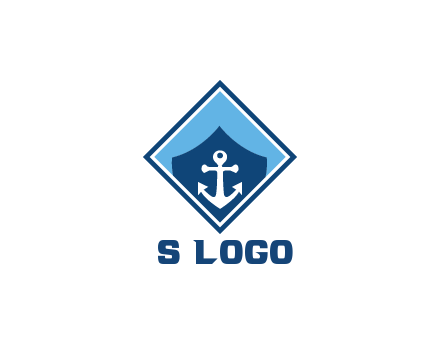 ship anchor in shield in polygon