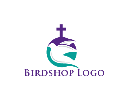 negative spacing dove in circle with cross