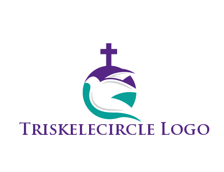 negative spacing dove in circle with cross