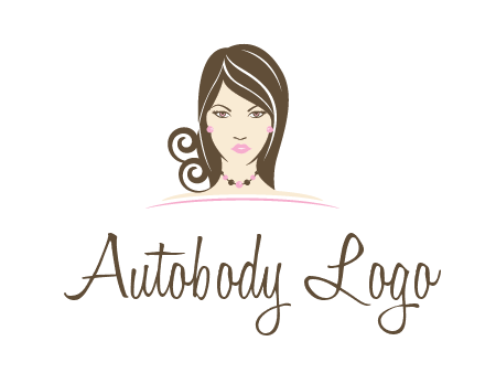 head of beautiful woman wearing bead earrings and necklace jewelry logo